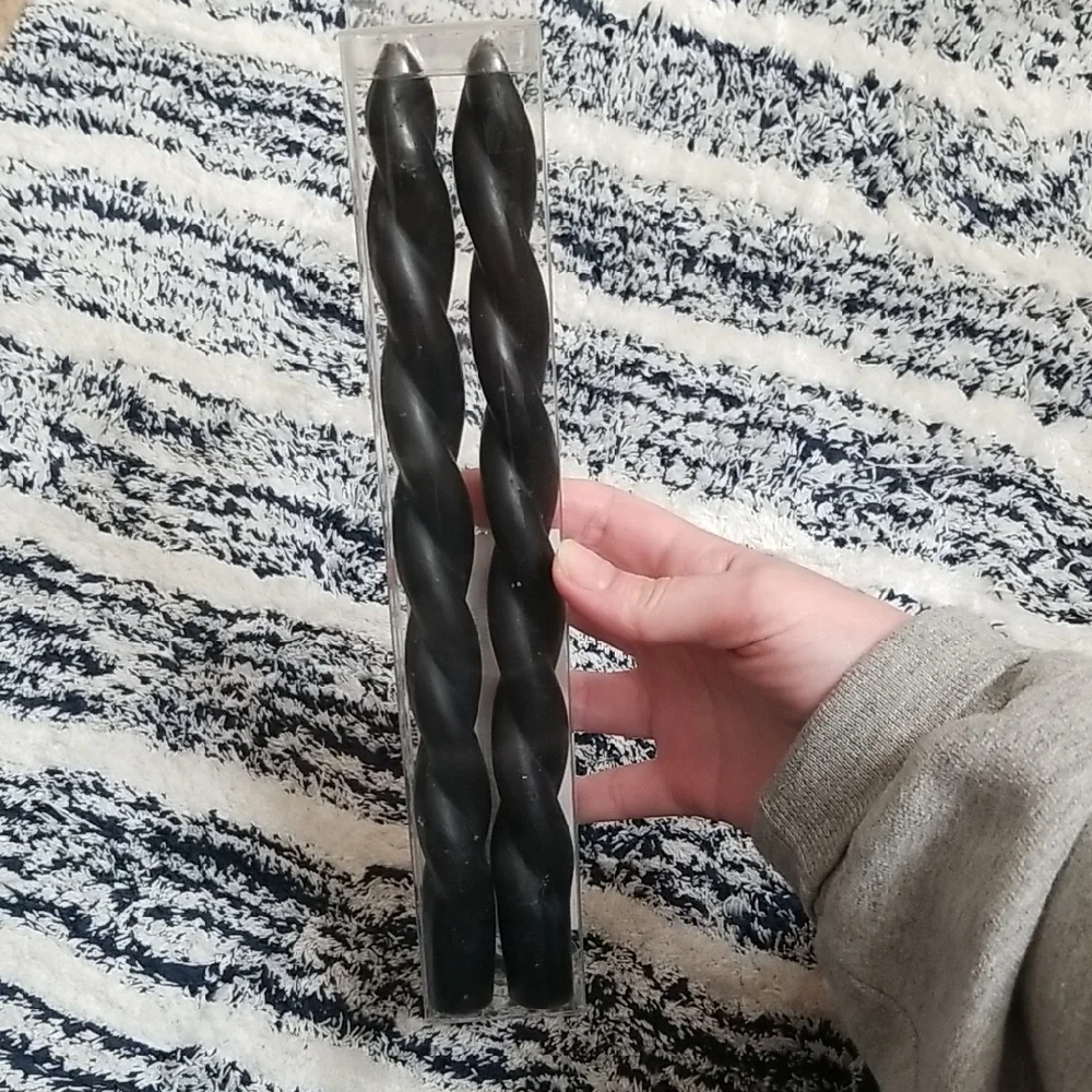 Black Twisted Taper Candles Set Of 2 Unscented 10 in Modern Home Decor Halloween